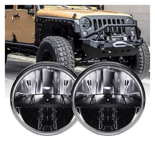 Faros Delanteros Faro LED De 7 Pulgadas DRL Angel Eyes Luces para Correr para Coches 12v para Lada 4x4 para Urbano para Niva para Accesorios De Coche Faro Principal(B 2 Piece)