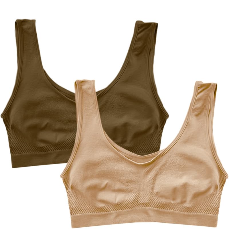 Image of Pack of 2 Seamless Air Bra: Stretchable, Non-Padded, Non-Wired Sports Bra for Women