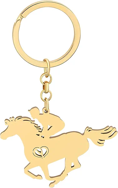 LONYOO Stainless Steel Cute Running Horse Keychain Farm Animals Keyring Horse Gifts for Girls Women Car Key Charms