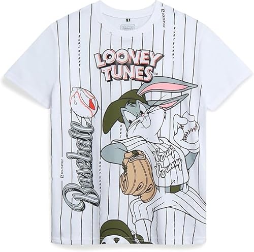 Southpole Boys' Graphic T-Shirts - Looney Tunes Bugs Bunny Tom and Jerry Crewneck Short Sleeve Graphic Tees (Sizes: 8-20), Size 14-16, Bugs Bunny White