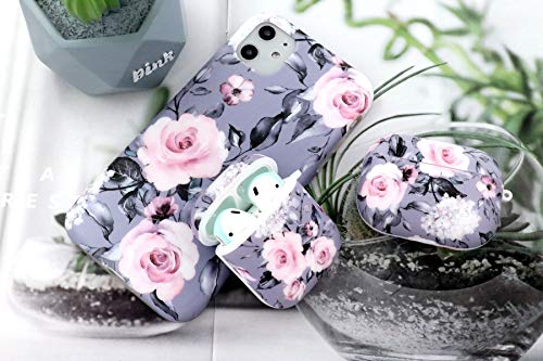 A-Focus Compatible With Airpods Case Rose Floral Flower Marble Smooth Imd Design Series Shock Proof Flexible Slim Tpu Cover Case Design For Airpods 1St / 2Nd Glossy Grey Rose #TOP6