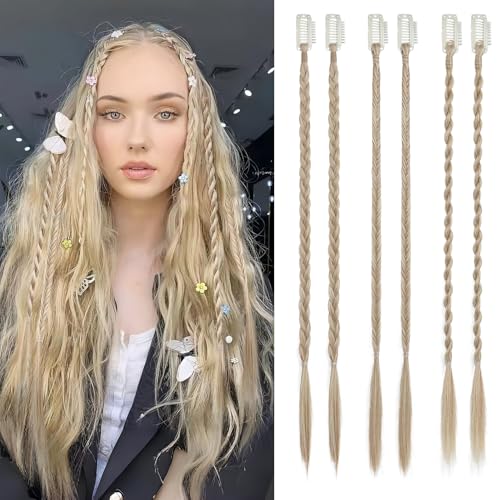 REECHO 6PCS Clip in Braid Hair Extensions for Women 14 Inch Clip in Braids Synthetic Braided...