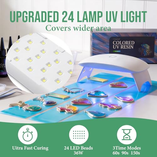 Image of UV Resin Jewelry Making Kit,30 Colors 600g Crystal Resin,Fast Curing Odorless & Colored UV Resin Kit with Light and Molds, DIY Jewelry Making Kit, Resina Kits for Keychain and Earring