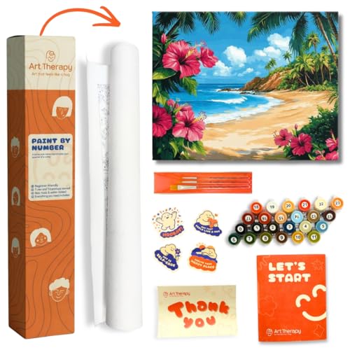 Image of Art Therapy Pcn31 Linen Canvas DIY Paint by Numbers Kit 15 x 20 Inch for Adults and Kids with 2 Set of Acrylic Oil Painting Colors with Brushes for Stress Relief & Home Decoration ( inchBliss by The Bay)