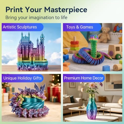 Image of Kingroon Silk PLA Filament 1.75mm Rainbow 3D Printer Filament PLA Filament 1kg Dimensional Accuracy ±0.03mm,Fit Most 3D Printers(Lovely)