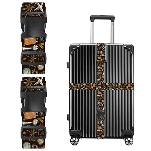 Image of Nuxovilar Luggage Straps Set for Suitcase 1.96x90.5in Polyester | Cargo Strap Travel Belt Security Buckle Band Global Adventure Business Trip Airport (Travel Elements)