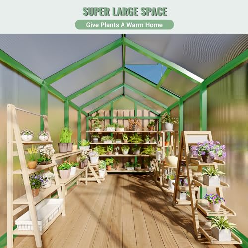 GarveeTech 6X10 FT Greenhouse, Polycarbonate Garden Greenhouse for Outdoors,Aluminum Frame Green House with Lockable Door and Adjustable Roof Vent, Ideal for Backyard Patio and Outside Growing by GarveeTech - Image 3