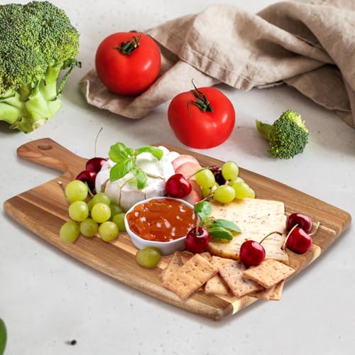Ayiaren Große Holzschneidebretter aus Holz für Küche, Fleisch, Schneidebrett, Brot, Käse, Servierbrett, Akazien-Schneidebrett mit Griff… – Ansicht 2