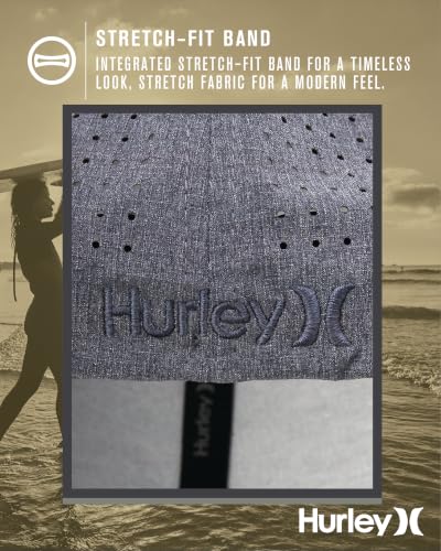Image of Hurley Mens Trucker Hat - Curved Brim H2O Dri Summer Fitted Baseball Cap for Men with Mesh Back