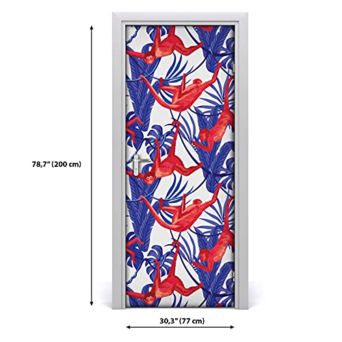 Mural autoadhesivo de puerta lavable y extraíble con estampado abstracto animal 3