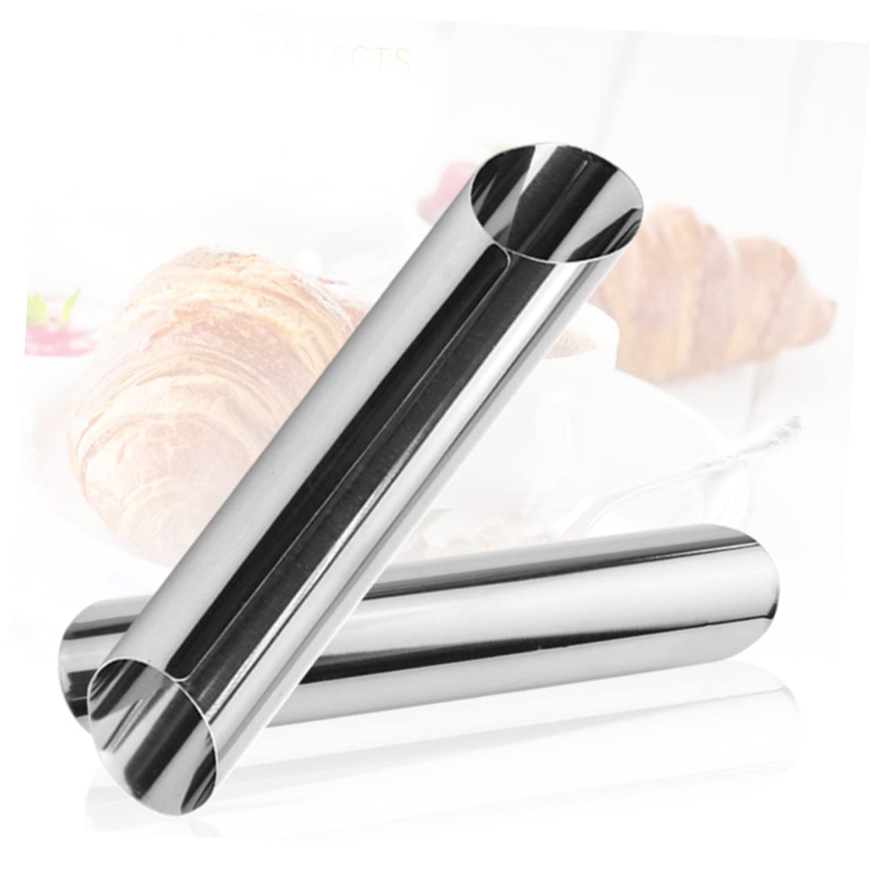 3pcs Stainless Steel Connoli Molds Cannelloni Pasta Tubes Cannoli Mold Cannoli Baking Molds Cannoli Shell Mold Molds for Cooking Loaf Tin Rings Pusher Tin Trays Connoli Form Silver