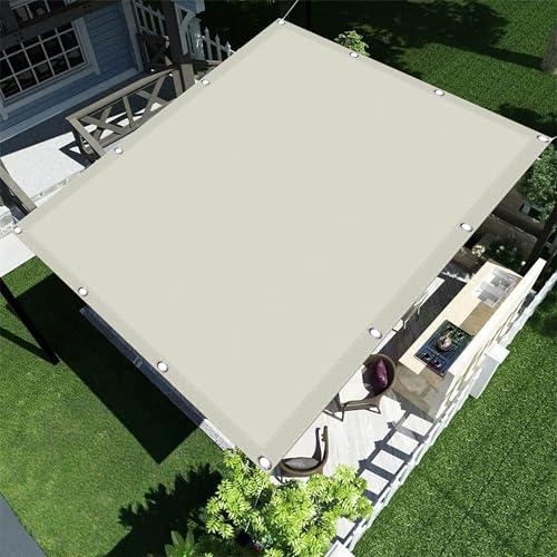 Voile d'ombrage rectangulaire 1x5.5m blanc cassé en polyester résistant à l'eau - 2