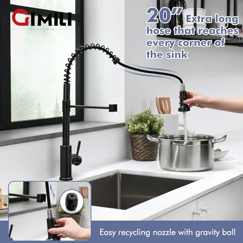 Image of GIMILI Oil Rubbed Bronze Touchless Kitchen Faucet with Pull Down Sprayer Motion Sensor Smart Hands-Free Activated Single Hole Spring Faucet for Kitchen Sink