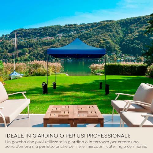 Rebecca Meubels Gazebo Hersluitbaar met 4 Gewichten Blauw Metaal Polyester Zak Tuin Markten Terras 3,1 x 3 x 3 m (Code RE6327) - Afbeelding 3