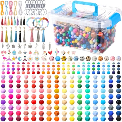 Cuentas de silicona para kit de fabricación de llaveros Hotop