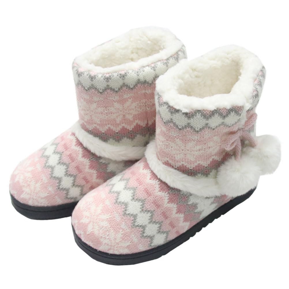 NOLITOY Zapatillas de Casa para Mujer con Gruesa Antideslizante Algodón Cálido Interior de Felpa para Invierno Pantuflas Rosas Cómodas y Resistentes para Uso Interior