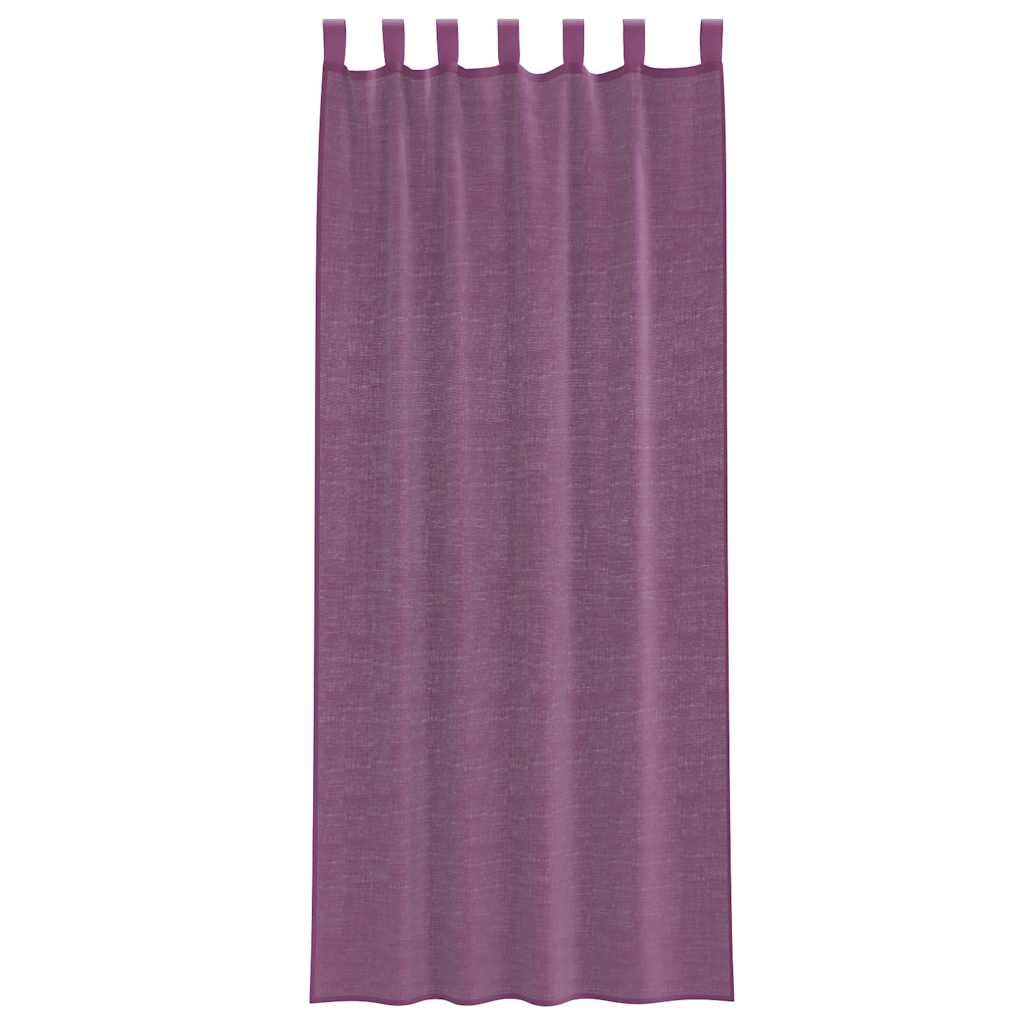 Lot de 2 rideaux en voile avec passants - Violet - 140 x 260 cm - En polyester - Décoration de fenêtre - Brise-vue - Pour séparation de pièce, salon, chambre à coucher, balcon, porte de