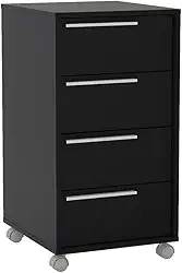 Gaveteiro Maia 4 Gavetas com Rodízios Preto Politorno