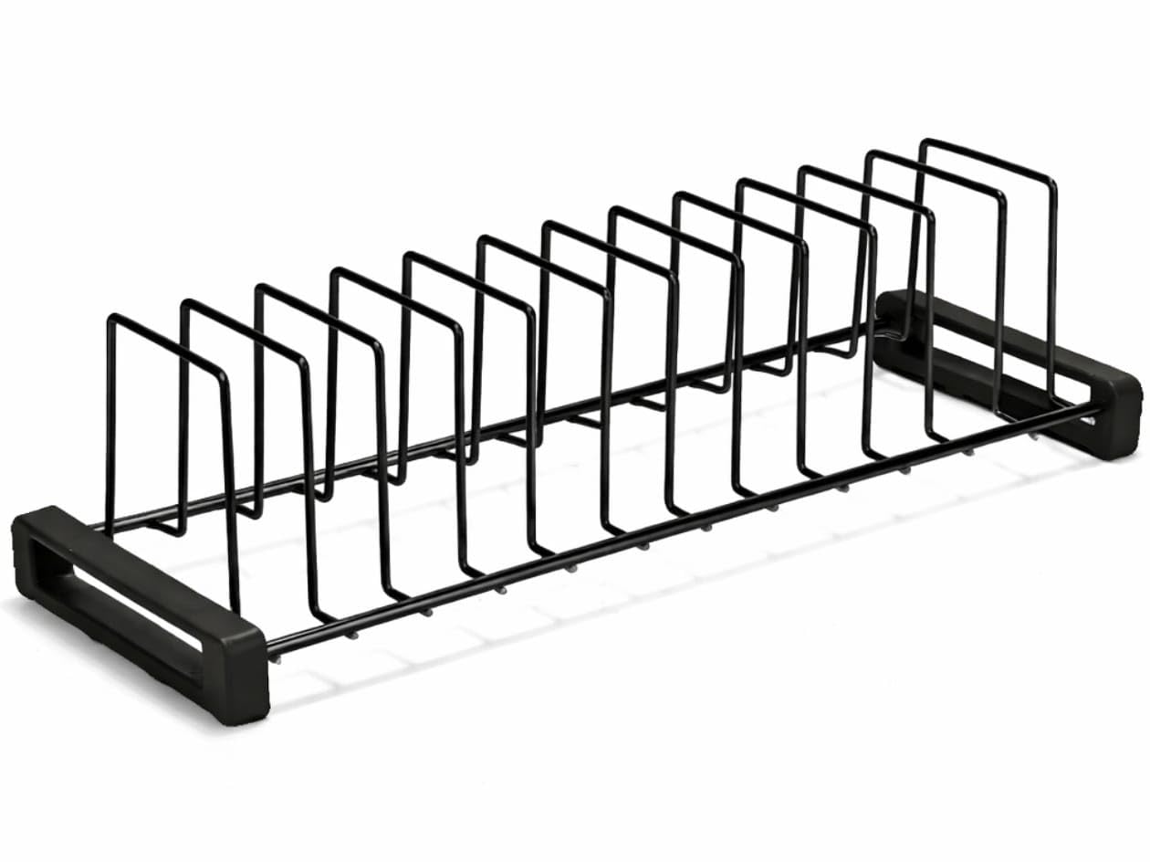 Stainless Steel Dish Bakeware Rack Kitchen Plate Rack Organizer & Countertop, Vertical 12 Plate Stand Storage for Dinner Plates Stand, Space Saving Black Rack (12 Plate Stand)