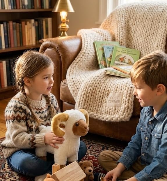 Image of HUG 'n' FEEL SOFT TOYS Sheep Plush Soft Toy 25 CM for Kids Girls Boys