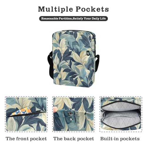 KLL Retro Leaves Pattern Feather-shaped messenger bag cute Vegan Leather men shoulder bag Casual Lady Shoulder Handbags2