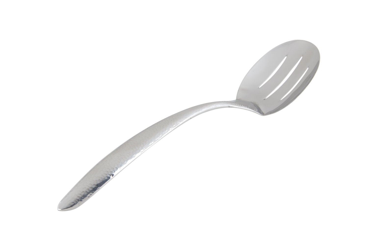 Bon Chef 9458HF Stainless Steel 18/8 EZ Use Banquet Serving Slotted Spoon with Cool Grip Handle, Hammer Finish, 13-1/2
