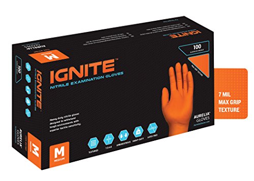 Aurelia Ignite, Orange Heavy-Duty Nitrile Gloves, 7.0 Mil Thick, Size: XX-Large (90 Count Box)