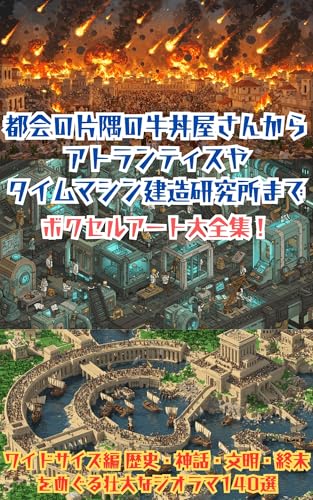 From a Gyudon Restaurant in a City Corner to Atlantis and a Time Machine Research Lab: Voxel Art Mega Collection: WideScreen Edition 140 Epic Dioramas ... and the End of Time (Japanese Edition)