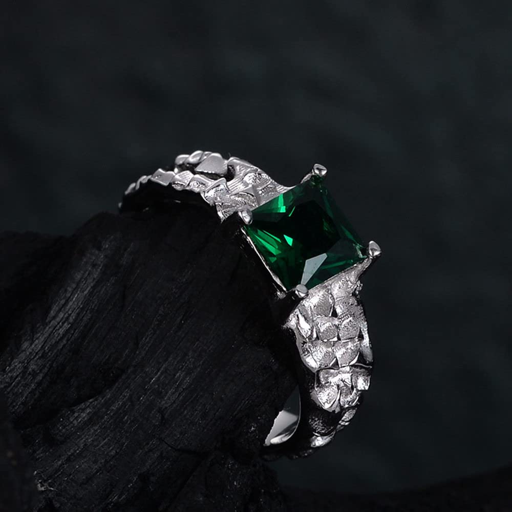 Anello Regolabile,Anelli In Argento Sterling Donna 925 Anelli Regolabili Con Smeraldi Quadrati Forgiati A Mano Anelli Regolabili In Argento Sterling Anello Di Fidanzamento Regali Per Uomo Ragazze Do