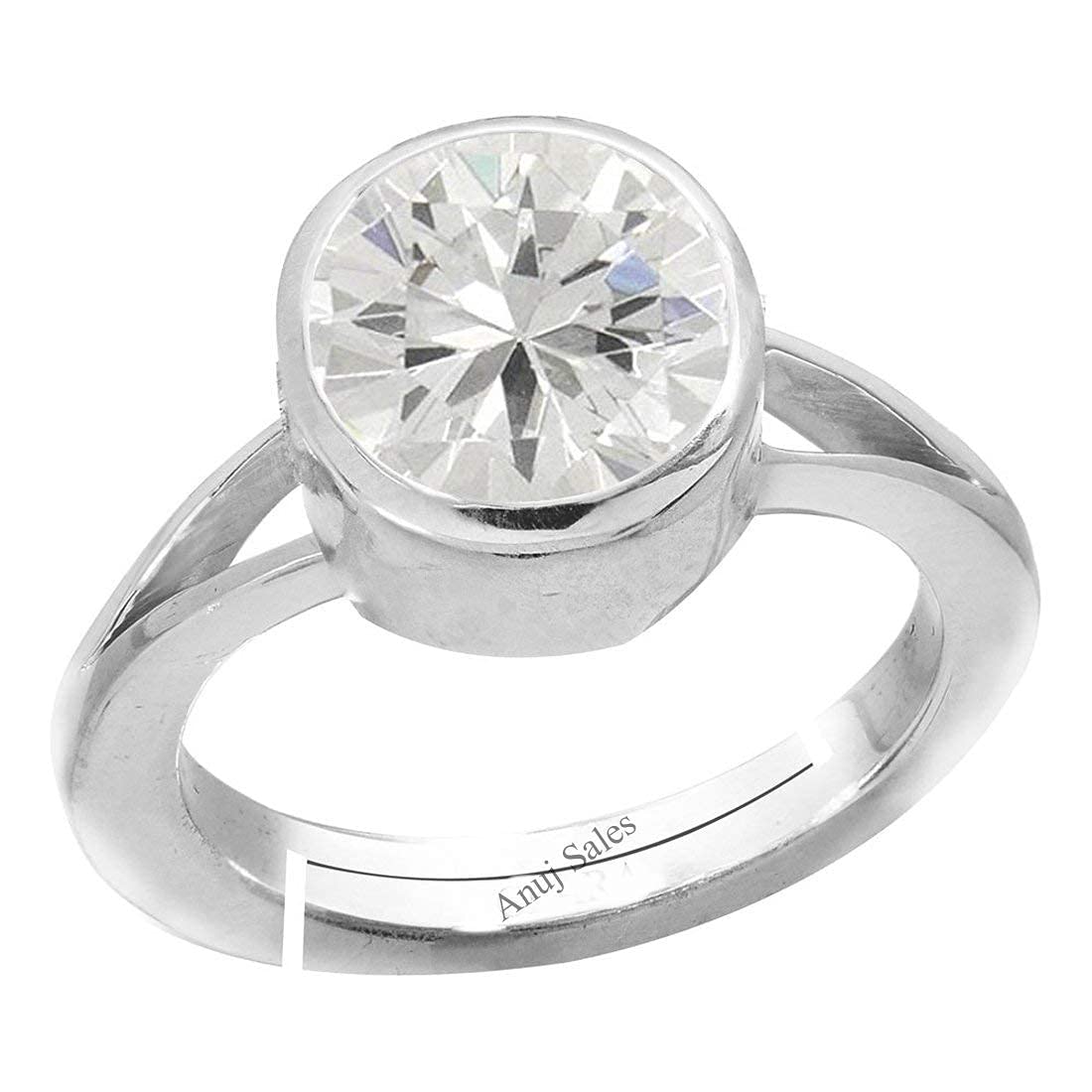 5.00 Ratti American Diamond Natural White Zircon Stone Silver Adjustable Astrological Purpose Ring for Men and Women (Lab - Certified)-image-13
