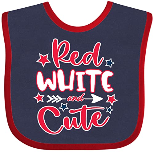 inktastic 4th Of July Red White and Cute with Arrow and Stars Baby Bib