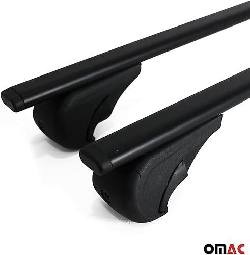Miniatura 7 de OMAC Barras transversales para portaequipajes para Nissan Navara 2015 a 2023, color negro, compatible con rieles de techo elevados, portaequipajes,