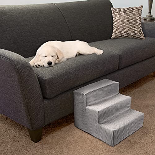 3-Step-Pet-Stairs-Nonslip-Foam-Dog-and-Cat-Steps-with-Removable-Zippered-Microfiber-Cover-2-Tone-Design-for-Home-or-Vehicle-Use-by-PETMAKER-Gray - Cucciolini Doodles   3-Step-Pet-Stairs-Nonslip-Foam-Dog-and-Cat-Steps-with-Removable-Zippered-Microfiber-Cover-2-Tone-Design-for-Home-or-Vehicle-Use-by-PETMAKER-Gray