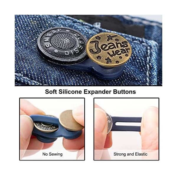 15PCS Pant Expander Button, Adjustable Waist Extender Button for Men and Women, Metal Collar Extenders for Men Dress Shirts,Jeans, Trouser, 5PCS Sewing Flexible Waist Button for Women - Image 7