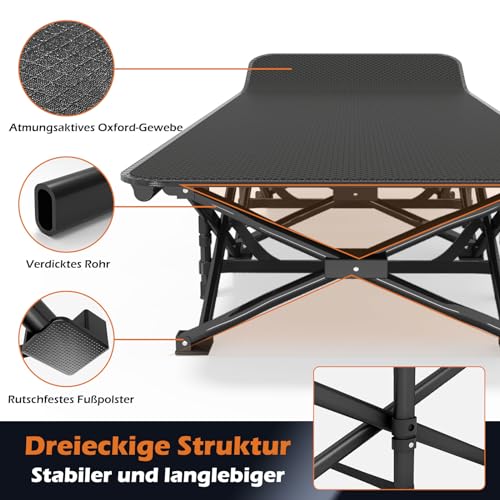 ATORPOK SHOP Campingbett feldbett klappbar (Schwarz)
