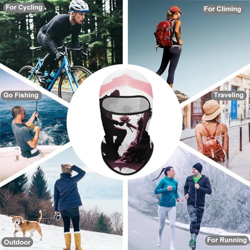 Balaclava con Rosa para Hombres y Mujeres, Máscara Facial de Protección Solar Respirable con Cubrecabeza Completo para Senderismo, Ciclismo, Correr, Conducción miniatura 6
