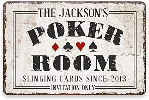 WDSLSING Personalized Poker Room Room Signage Retro Look Metal Home Decoration Wall Art Plaque can be Customized Name