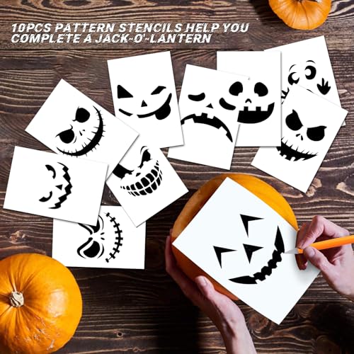 Bifrost Pumpkin Carving Kit, Halloween Pumpkin Carving Tools 22 Piece Premium Stainless Steel Tool Set with Stencils & Convenient Storage Bucket... - Image 5