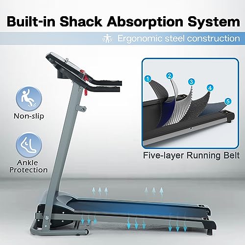 Image of Home Foldable Treadmill with Incline, Folding for Workout, Electric Walking Machine 15 Preset or Adjustable Programs 250 LB Capacity MP3 Black, 48 /''*24 /''*48 /''
