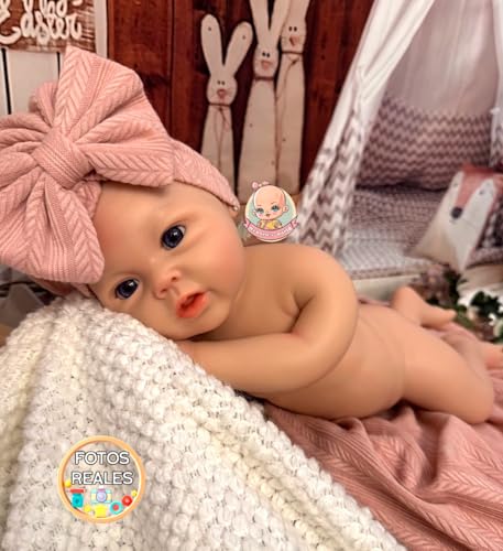 Muñeca Bebe Reborn Silicona Platino Blanda Cuerpo Completo Leslie Niña - 47cm / 2,8kg (Pack Premium)