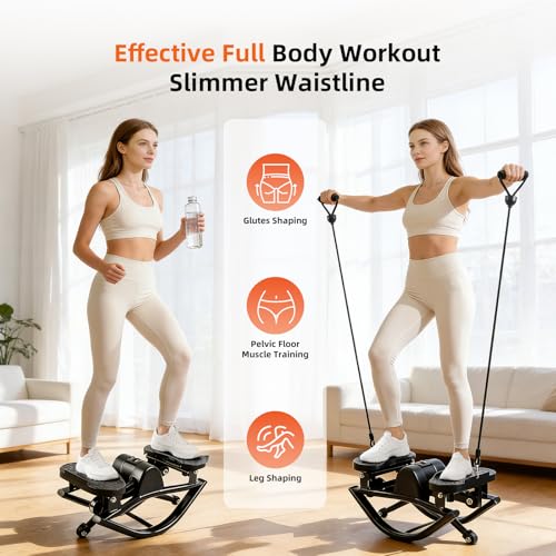 Image of Rock Fitness Stepper, Portable Step Rocker Side to Side at Home, Aerobic Workout Machine Fitness Equipment Suitable for Apartment and Dormitory, Black