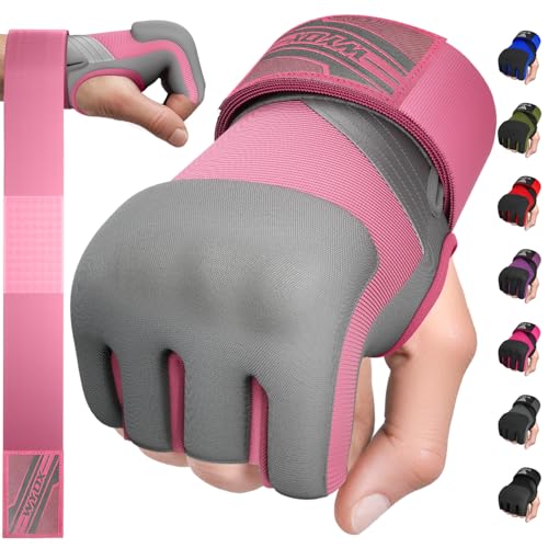 Image of WYOX Neoprene Gel Boxing Hand Wraps Inner Gloves for Men & Women - 80cm /31in Quick Wrist Strap, Padded Knuckle Protection, Fingerless MMA Muay Thai Kickboxing Wraps for Training & Martial Arts