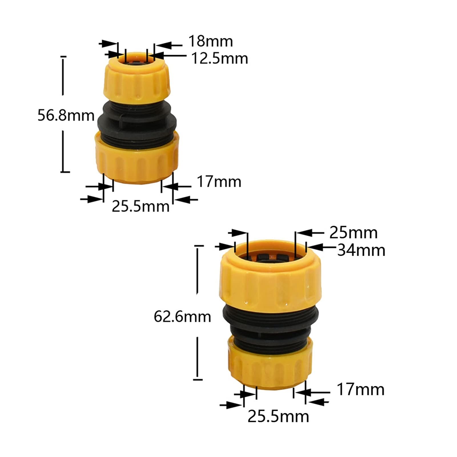 Kit de conectores conjuntos de manguera 25pc 1/2 3/4 1 pulgada Reparación Acoplamiento rápido Reducción de la manguera de jardín 16 mm 20 mm 32 mm Acoplamiento de tubería de agua