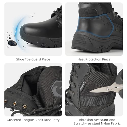 Image of Women's Tactical Boots, Motorcycle Combat Boots for Women | 8-inch work boots, side zipper; lightweight, breathable, water-resistant. For police, security, EMT, motorcycle