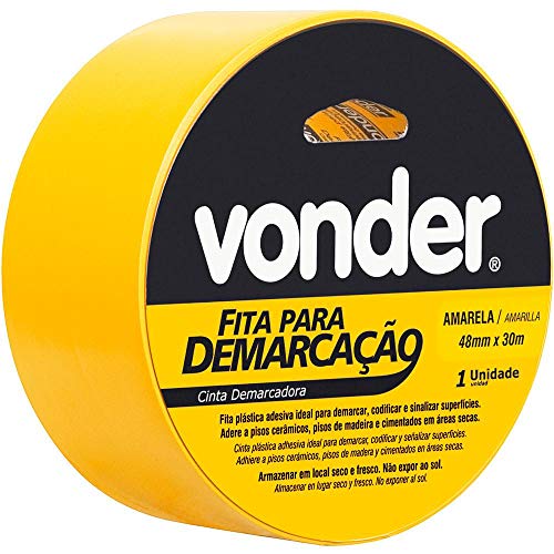 Fita Adesiva para Demarcação 48 x 30 M Amarela, Vonder VDO2230