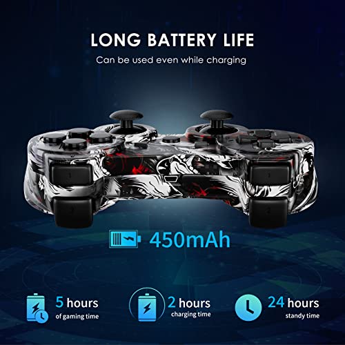 Image of Boowen Wireless Controller for PS3, Controller for Sony PlayStation 3, 6-Axis High-Performance Motion Sense Dual Vibration Upgraded Gaming Controller, Compatible with PlayStation 3(Galaxy+Wolf)