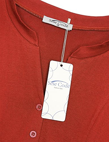 SeSe Code Plus Size Work Long Sleeve Blouse for Women Dressy Empire Waist Tunics Loose Fitting Tops Wear with Leggings Orange