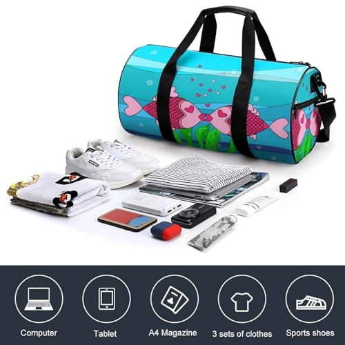 Sac week-end Poisson Rose compact 45x23x23cm aux sangles confort - 4