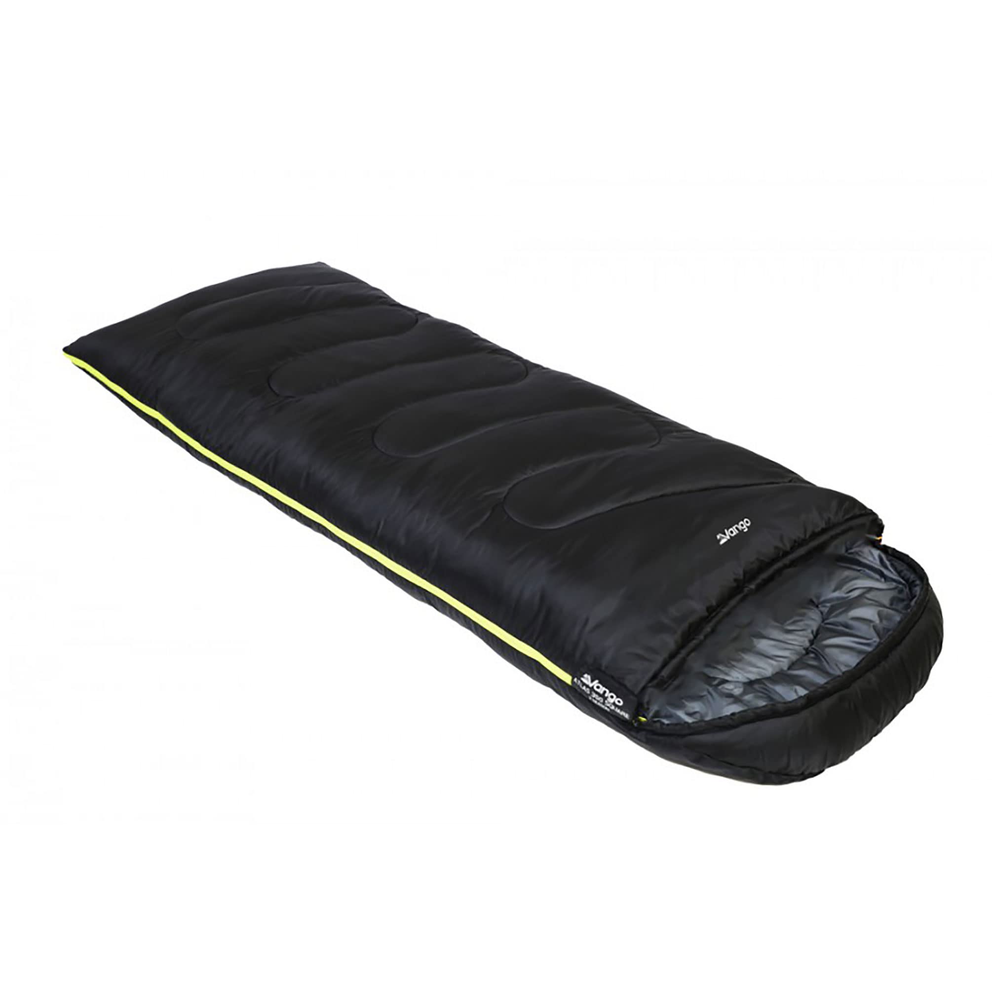Vango Atlas 350 Quad Sleeping Bag - Square Hooded Adventure Sleep Bag - Black