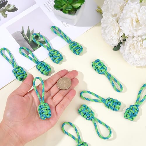 Image of GORGECRAFT 10Pcs Zipper Pulls Replacement Polyester Zip Puller Extender Green Woven Rope Zipper Heads Slider Pull Tab for Suitcases Backpacks Jackets Luggage Purses Handbags Clothing Accessories